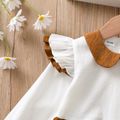 Toddler Girl 100% Cotton Back Button Design Ruffled Doll Collar Colorblock Long-sleeve Dress Color block