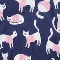 Toddler Girl 100% Cotton Cat Print Stripe Pocket Design Long-sleeve Dress Deep Blue