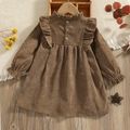 Toddler Girl 100% Cotton Floral Embroidered Ruffle Collar Long-sleeve Dress Ginger