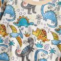 2pcs Baby All Over Dinosaur Print Long-sleeve Pullover and Ripped Jeans Set Color block image 3