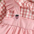 Plaid Print Doll Collar Long-sleeve Baby Dress Pink