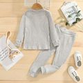 2-piece Toddler Boy 100% Cotton Long-sleeve Henley Shirt and Solid Pants Set Grey