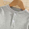 2-piece Toddler Boy 100% Cotton Long-sleeve Henley Shirt and Solid Pants Set Grey