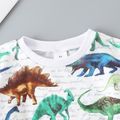 2-piece Toddler Boy Animal Dinosaur Print Pullover and Elasticized Pants Set White