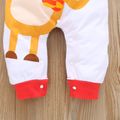 Baby Girl Christmas Deer Print Colorblock Long-sleeve Jumpsuit Red