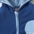 Baby Boy Cartoon Dinosaur Print Hooded Long-sleeve Zip Jacket Blue