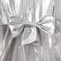 Toddler Girl Bowknot Mesh Design Laser Metallic Silver Sleeveless Party Dress SILVERGRAY image 5