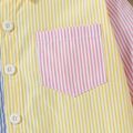 طفل فتاة / فتى colorblock شريط ياقة طية صدر السترة قميص متعدد الألوان image 3