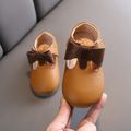 Toddler / Kid Girl Bowknot Solid Magic Stick Casual Sweet Flat Shoes Brown