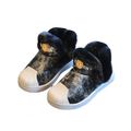 Toddler / Kid Letter and Animal Graphic Detail Fuzzy Fleece Snow Boots Black