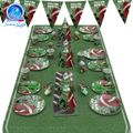 Football Theme Party Tableware Supplies Set Serves 6 Guests Dark Green