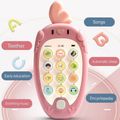 Cartoon Phone Kid Cellphone Telephone Educational Learning Toys Music Baby Infant Teether Phone Baby Gift Bilingual teaching Toy (Language: Chinese and English) Pink image 1