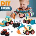Brinquedos de veículos de engenharia de 4 pacotes para meninos caminhões conjunto de construção de haste de carro conjunto de construção de veículos de engenharia educacional brinquedos de carro Multicolorido image 2