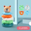 Rainbow Animal Tower Stacking Circle Nesting Circle Toy Baby Early Childhood Education Puzzle Ring Toy Kids Toys Colorful image 1