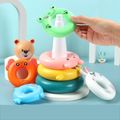 Rainbow Animal Tower Stacking Circle Nesting Circle Toy Baby Early Childhood Education Puzzle Ring Toy Kids Toys Colorful image 2