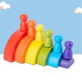 Baby Rainbow Waldorf Wooden Toy Montessori Rainbow Building Blocks Wood Jenga Game Kids Early Educational Toy Multi-color
