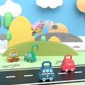 montessori lernspielzeug cartoon auto entsperren spiel nummer passend zählen lernspiele spielzeug Mehrfarbig