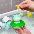 Electric Bath Toys Spray Water Floating Rotation Frog Sprinkler Shower Toys for Kid Swimming Bathroom Bathtub Green image 2