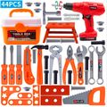 44pcs Tools Box Set Kids Role Play Simulation Engineer Repair Tools Electric Drill Screwdriver Pretend Play Tool Toys Color-A image 1