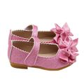 Toddler Elegant Sequined Velcro Big Bowknot Decor Flats Shoes Pink