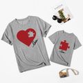 Love Print White Cotton T-shirts for Mom and Me Grey