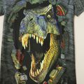 Stylish Kid Boy 3D Dinosaur Print Tee Dark Grey