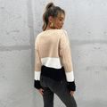 Colorblock Long-sleeve Knit Sweater Khaki