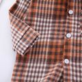 Toddler Boy 100% Cotton Plaid Lapel Collar Button Design Long-sleeve Shirts Brown