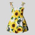Toddler Girl 100% Cotton Sweet Sunflower Print Smocked Slip Dress White image 1