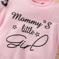 2-piece Toddler Girl Ruffle Letter Print Long-sleeve Tee and Camouflage Print Pants Set Pink image 4