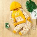2pcs Baby Camouflage and Letter Print Hooded Long-sleeve Sweatshirt Set Ginger
