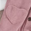 Doll Collar Pink Corduroy Long-sleeve Baby Jumpsuit Pink image 2