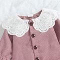 Doll Collar Pink Corduroy Long-sleeve Baby Jumpsuit Pink image 5