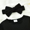 2pcs Baby Black Cotton Ribbed Long-sleeve Splicing Star Print Mesh Dress Set Black