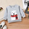 2pcs Baby Polar Bear Print Long-sleeve Sweatshirt and Ripped Denim Jeans Set Light Grey image 4