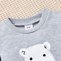 2pcs Baby Polar Bear Print Long-sleeve Sweatshirt and Ripped Denim Jeans Set Light Grey image 5