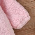 Baby Boy/Girl Letter Embroidered Solid Thickened Fuzzy Fleece Long-sleeve Hooded Romper Pink image 5
