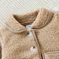 Baby Boy Solid Thickened Fleece Button Down Long-sleeve Coat Jacket Apricot