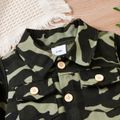 100% Cotton Baby Boy/Girl Green Camouflage Button Long-sleeve Jumpsuit Green