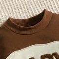 2pcs Baby Boy/Girl Letter Design Long-sleeve Sweatshirt and 100% Cotton Ripped Jeans Set Brown