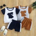 Easter 2pcs Baby Boy/Girl Rabbit Design Colorblock Short-sleeve Top and Shorts Set White