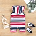 Baby Boy Striped Button Up Hooded Tank Romper COLOREDSTRIPES