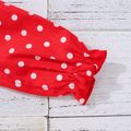 3pcs Baby Girl 100% Cotton Long-sleeve Polka Dots Crop Jacket and Rib Knit Spliced Mesh Cami Dress with Headband Set Black image 5