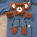 100% Cotton Baby Boy 3D Bear Decor Button Front Long-sleeve Denim Jacket Blue image 4