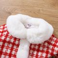 2pcs Baby Girl Thermal Fuzzy Spliced Red Tweed Long-sleeve Coat with Crossbody Bag Set Red image 3