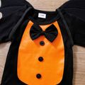 Halloween 3pcs Baby Boy 95% Cotton Long-sleeve Bow Tie Romper with Detachable Bat Decor and Hat Set Black image 3