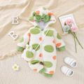 2pcs Baby Girl Thickened Thermal Lined Dots Pattern Fleece Zipper Jumpsuit with Crossbody Bag Set Green