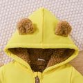 Baby Boy Thermal Lined Bear Ears Hooded Long-sleeve Zipper Coat Yellow image 4