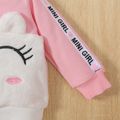 2pcs Baby Girl Pink Long-sleeve 3D Ears Fuzzy Sweatshirt and Sweatpants Set Pink image 5