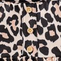 3pcs Baby Girl 100% Cotton Belted Ripped Denim Skirt and Leopard Square Neck Long-sleeve Top with Headband Set Multi-color image 5
